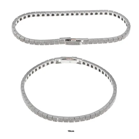 Pulsera Salvatore Plata Baño Rodio y Circonitas blancas 136P0251