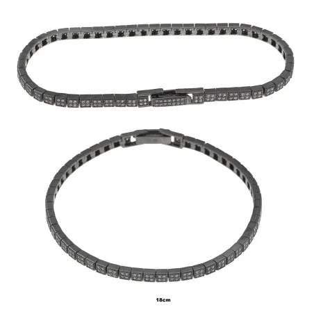 Pulsera Salvatore Plata Baño Rutenio y Circonitas blancas 136P0253