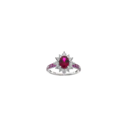 Anillo Salvatore Plata Baño Rodio, Circonitas Rubí y Blancas 136S0432