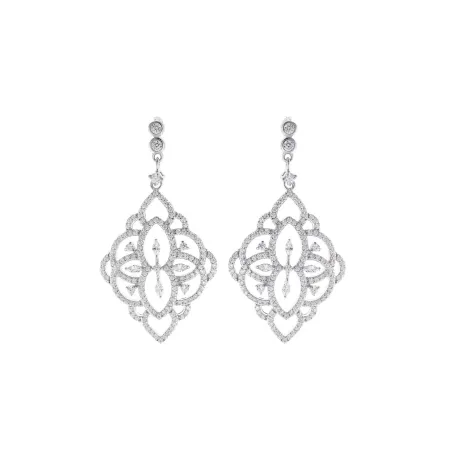 Pendientes Salvatore Rombo Calado Plata y Circonitas Blancas 195A0184