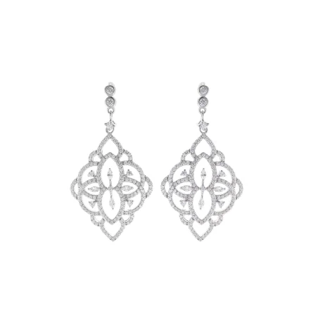 Pendientes Salvatore Rombo Calado Plata y Circonitas Blancas 195A0184