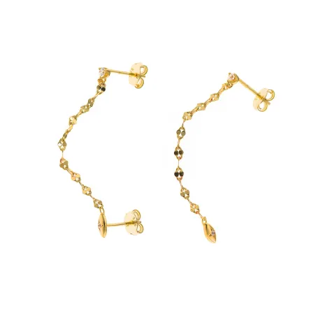 Pendientes Salvatore Cadena Plata Baño Oro y Circonitas Blancas 213A0673