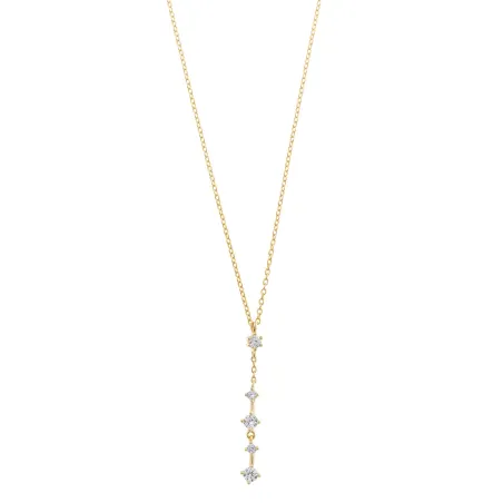 Collar Salvatore Cadena Plata Baño Oro y Circonitas Blancas 213C0202