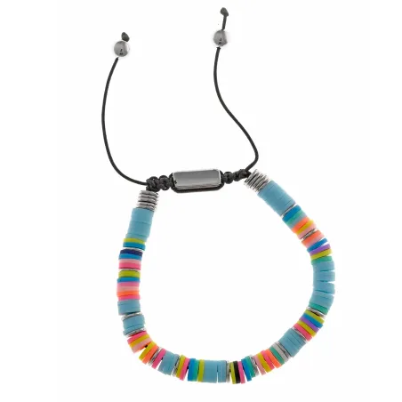 Pulsera Salvatore Acero Baño Rodio y Discos Turquesa 263PM024