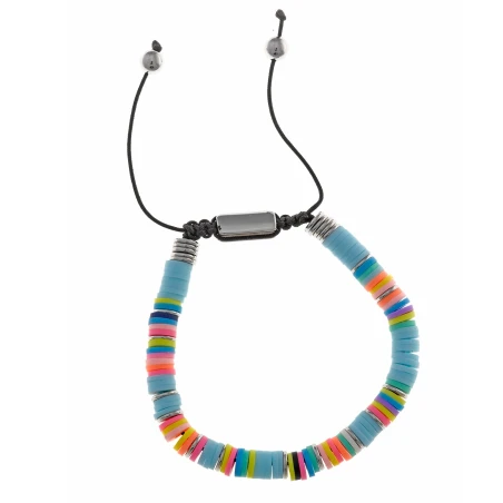 Pulsera Salvatore Acero Baño Rodio y Discos Turquesa 263PM024