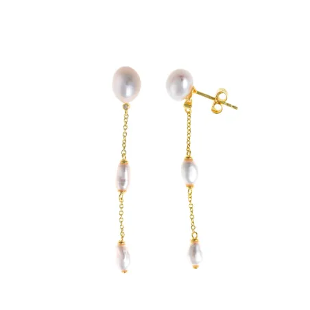 Pendientes Salvatore Cadena Plata Baño Oro y Perlas Barrocas 272A0019