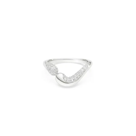 Anillo Abierto Swarovski Classica Baño Plata y Cristales Blancos 5742582