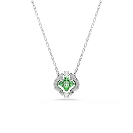 Collar Swarovski Una Angelic Baño Rodio y Cristales Blancos y Verde 5757785