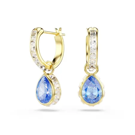 Pendientes Swarovski Chroma Aro Baño Oro y Cristales Blancos y Azules 5757815