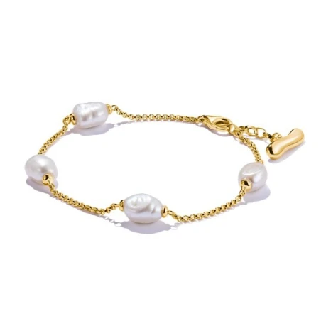 Pulsera Thomas Sabo Natural Beauty Plata Baño Oro y Perlas A2189-430-14-L19V