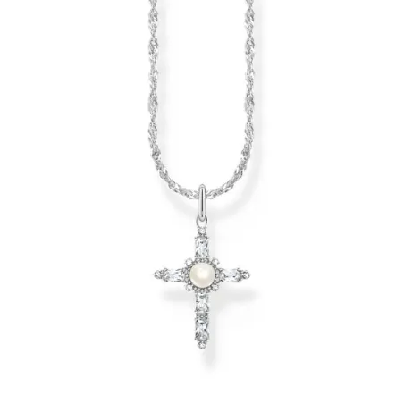Gargantilla Thomas Sabo Cross Romance Plata y Perla KE2296-167-14-L45V