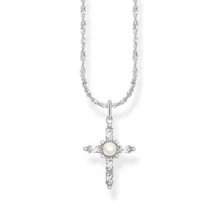 Gargantilla Thomas Sabo Cross Romance Plata y Perla KE2296-167-14-L45V
