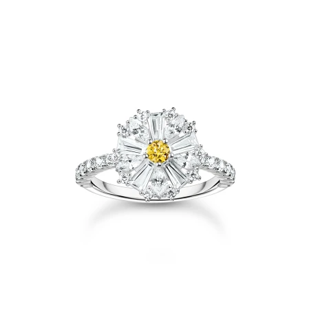 Anillo Thomas Sabo Margarita Plata y Circonitas Blancas y Amarilla TR2493-051-4