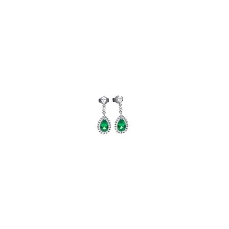 Pendientes Colgantes Diamonfire Plata, Circonitas Blancas y Verde E6053