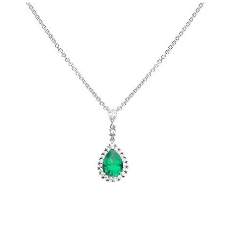 Gargantilla Diamonfire Plata, Circonitas Blancas y Verde N4465