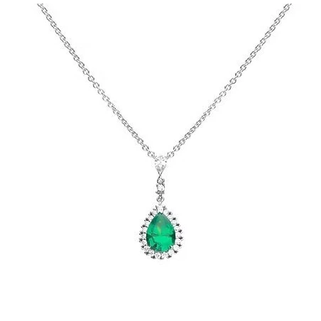 Gargantilla Diamonfire Plata, Circonitas Blancas y Verde N4465