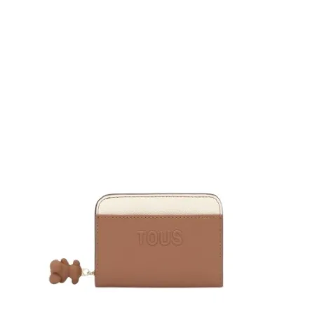 Billetera TOUS Audree Saffiano Moca y Beige Mediana 2002360544