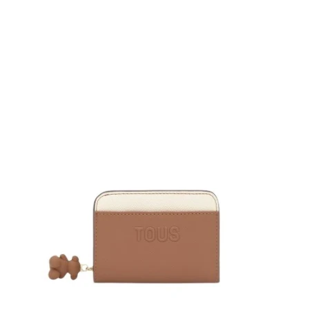 Billetera TOUS Audree Saffiano Moca y Beige Mediana 2002360544