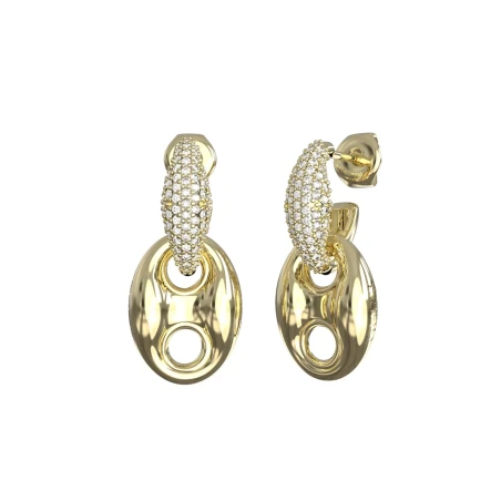 Pendientes Guess Marina Calabrote Acero Baño Oro y Circonitas Blancas JUBE06221JWYGT-U