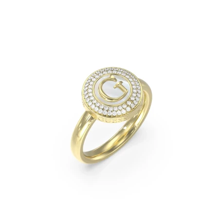 Anillos Guess G Talisman Acero Baño Oro y Circonitas Blancas JUBR06206JWYG54