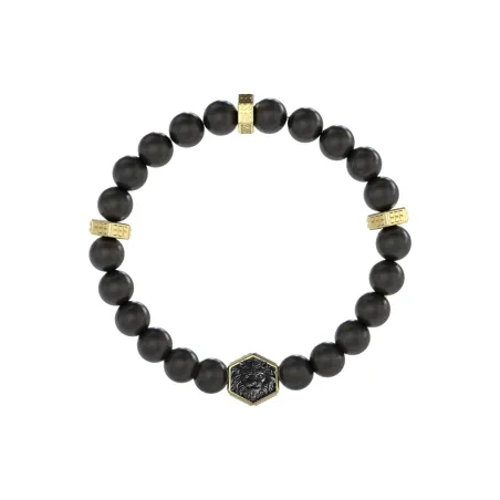 Pulsera Guess Lion King Acero Baño Oro y Esferas Negras