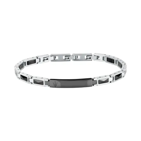 Pulsera Maserati Ceramic Plateada y Negro Hombre JM226ATZ79