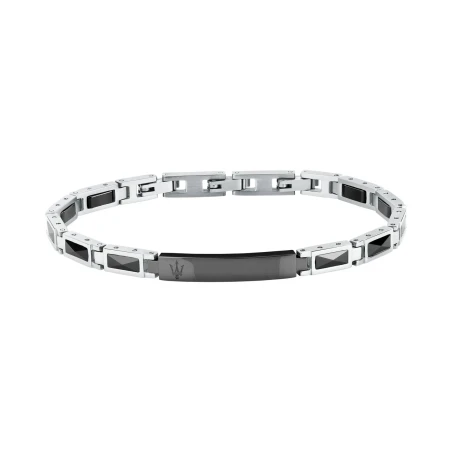 Pulsera Maserati Ceramic Plateada y Negro Hombre JM226ATZ79
