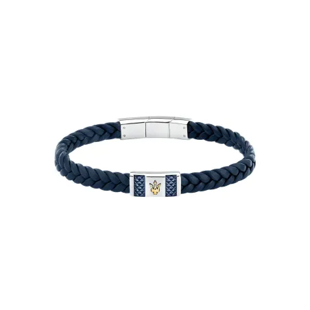 Pulsera Maserati Recycled Piel Trenzada Azul y Acero JM4249IK03