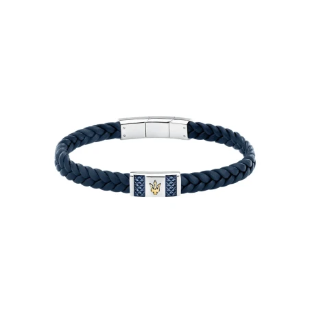 Pulsera Maserati Recycled Piel Trenzada Azul y Acero JM4249IK03