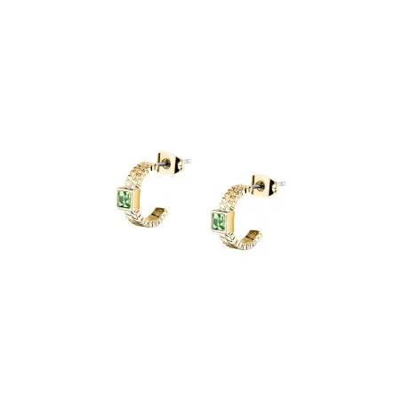 Pendientes Morellato Aro Acero Baño Oro y Cristal Verde SAVY42