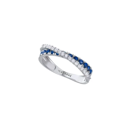 Anillo Le Carré Oro Blanco 18kt, Zafiros y Diamantes GA199ZA
