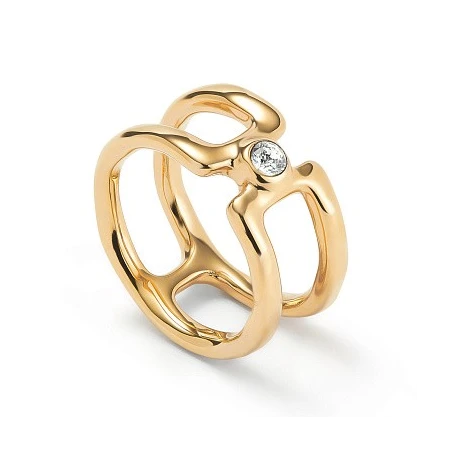 Anillo UNOde50 Ser Indomable Baño Oro y Topacio ANI0816BLNORO