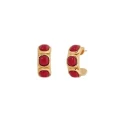 Pendientes Vidal&Vidal Semiluna Zahara Baño Oro y Coral Sintético X48506