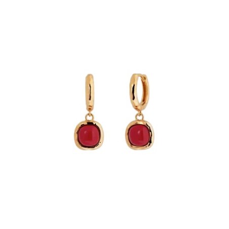 Pendientes Vidal&Vidal Zahara Aro Baño Oro y Coral Sintético X48508