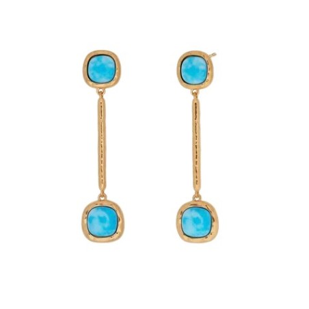 Pendientes Largos Vidal&Vidal Zahara Baño Oro y Turquesa Sintético X48513
