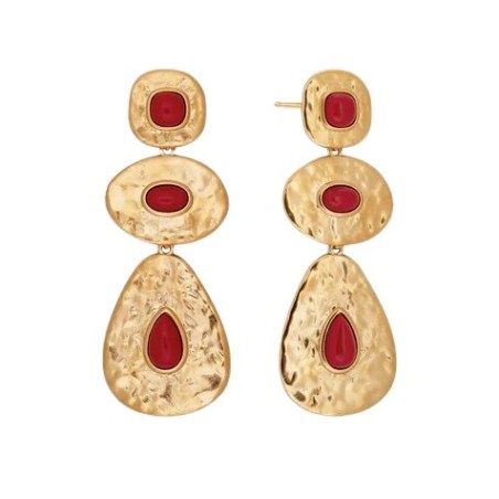 Pendientes Vidal&Vidal Zahara Baño Oro y Coral Sintético X48514