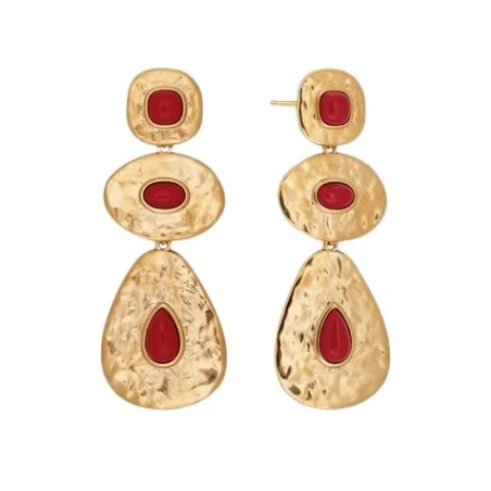 Pendientes Vidal&Vidal Zahara Baño Oro y Coral Sintético X48514