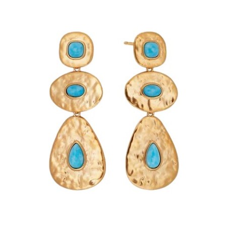 Pendientes Vidal&Vidal Zahara Baño Oro y Turquesa Sintético X48515