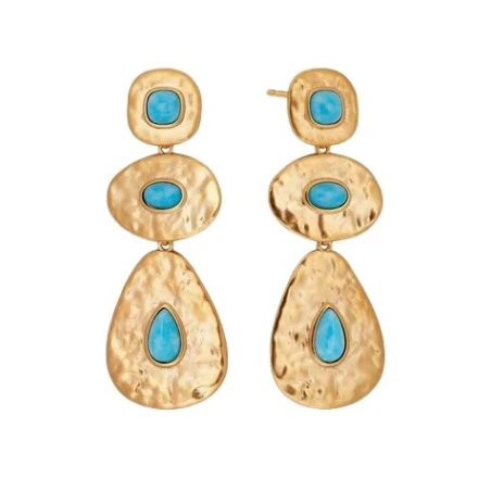 Pendientes Vidal&Vidal Zahara Baño Oro y Turquesa Sintético X48515