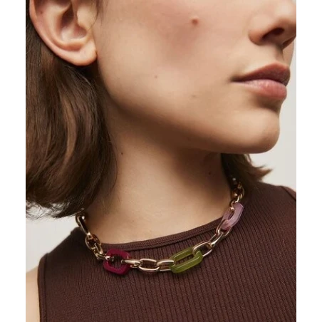 Collar Vidal&Vidal Gelato Eslabones Baño Oro y Acetato Multicolor X9669040A