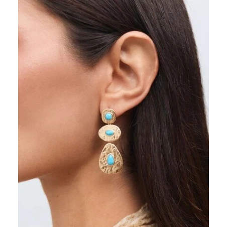 Pendientes Vidal&Vidal Zahara Baño Oro y Turquesa Sintético X48515