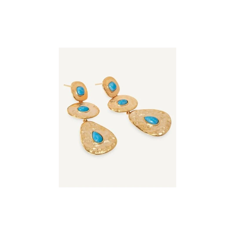 Pendientes Vidal&Vidal Zahara Baño Oro y Turquesa Sintético X48515
