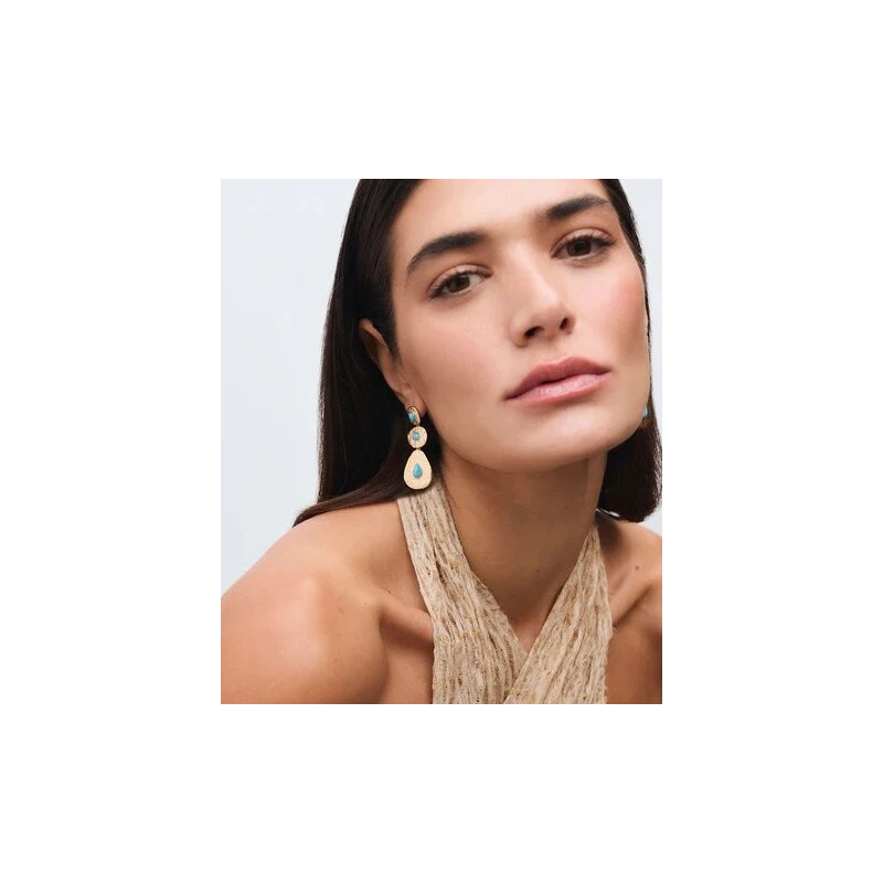 Pendientes Vidal&Vidal Zahara Baño Oro y Turquesa Sintético X48515