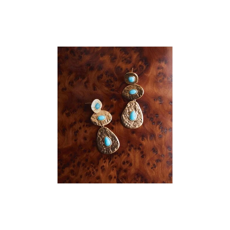 Pendientes Vidal&Vidal Zahara Baño Oro y Turquesa Sintético X48515