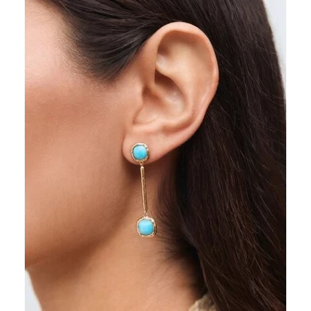 Pendientes Largos Vidal&Vidal Zahara Baño Oro y Turquesa Sintético X48513