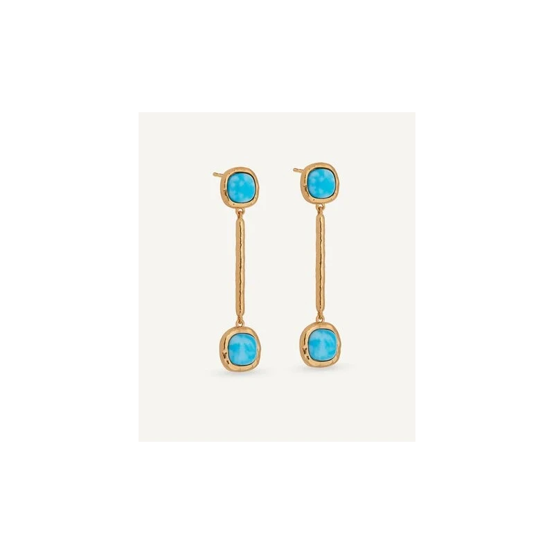 Pendientes Largos Vidal&Vidal Zahara Baño Oro y Turquesa Sintético X48513