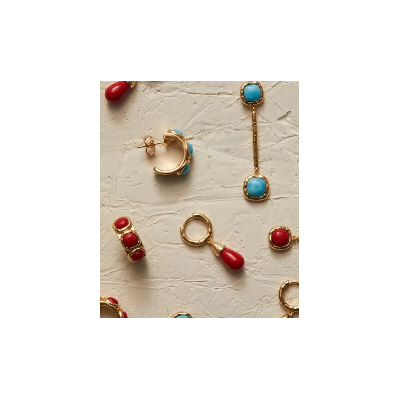Pendientes Largos Vidal&Vidal Zahara Baño Oro y Turquesa Sintético X48513