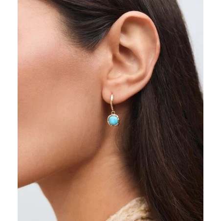 Pendientes Vidal&Vidal Zahara Aro Baño Oro y Turquesa Sintético X48509