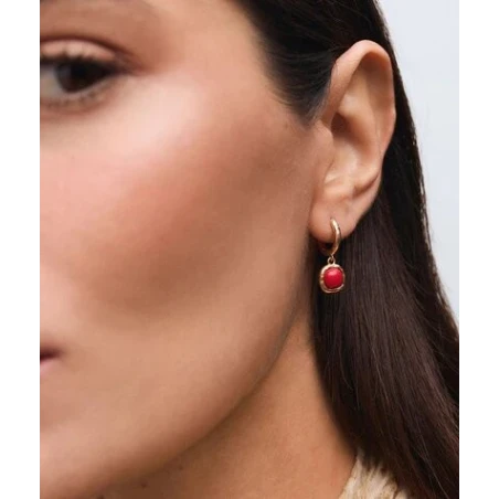 Pendientes Vidal&Vidal Zahara Aro Baño Oro y Coral Sintético X48508