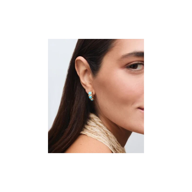 Pendientes Vidal&Vidal Semiluna Zahara Baño Oro y Turquesa Sintético X48507